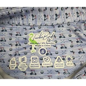 TailorByrd Golf Polo Shirt Mens Golf Cart Ball Print Size Small Blue
